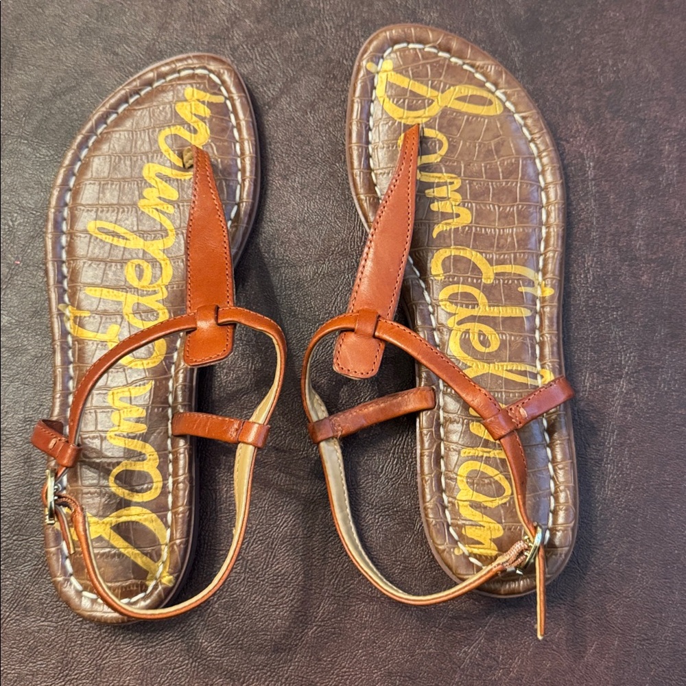Sam Edelman Gigi Leather Sandals, brown, size 7.5